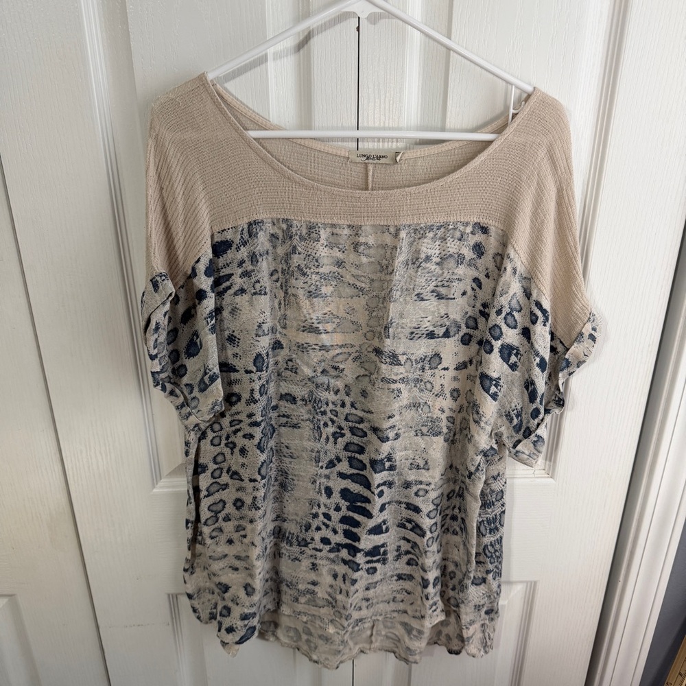 Lungo L’arno leopard print linen top size 1X